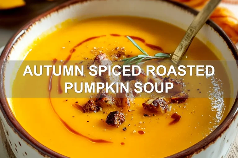 AUTUMN SPICED ROASTED PUMPKIN SOUP centered hero view, clean and uncluttered