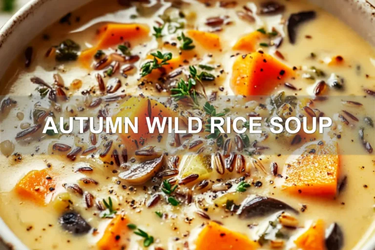 AUTUMN WILD RICE SOUP centered hero view, clean and uncluttered