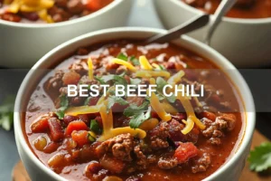 BEST BEEF CHILI centered hero view, clean and uncluttered