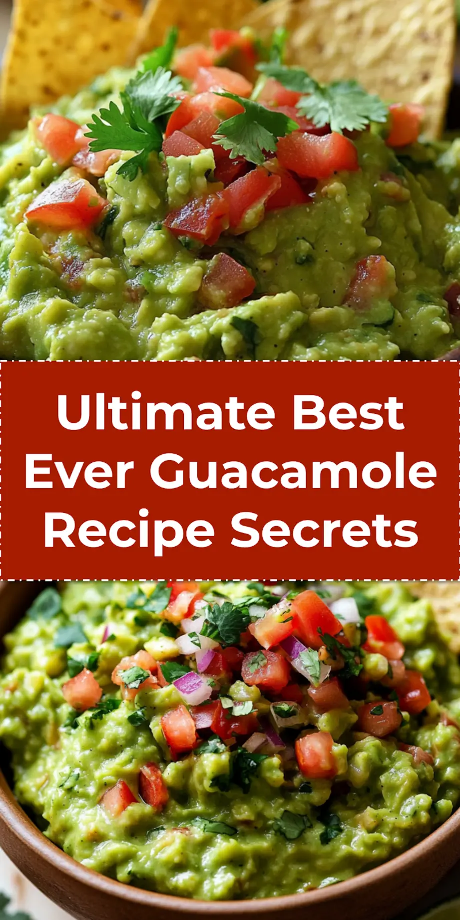 A vibrant bowl of the Best Ever Guacamole Recipe, topped with fresh cilantro and served alongside crispy tortilla chips, ready to be enjoyed.