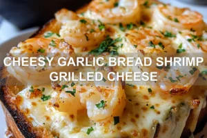 Cheesy Garlic Bread Shrimp Grilled Cheese: Ultimate Comfort Food CHEESY GARLIC BREAD SHRIMP GRILLED CHEESE centered hero view, clean and uncluttered