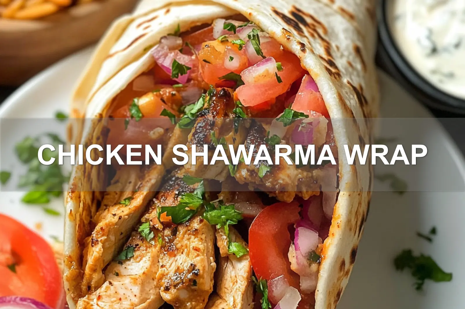 CHICKEN SHAWARMA WRAP centered hero view, clean and uncluttered