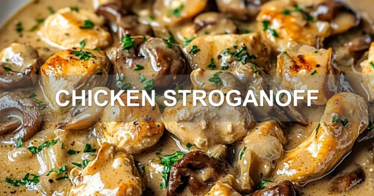 CHICKEN STROGANOFF centered hero view, clean and uncluttered