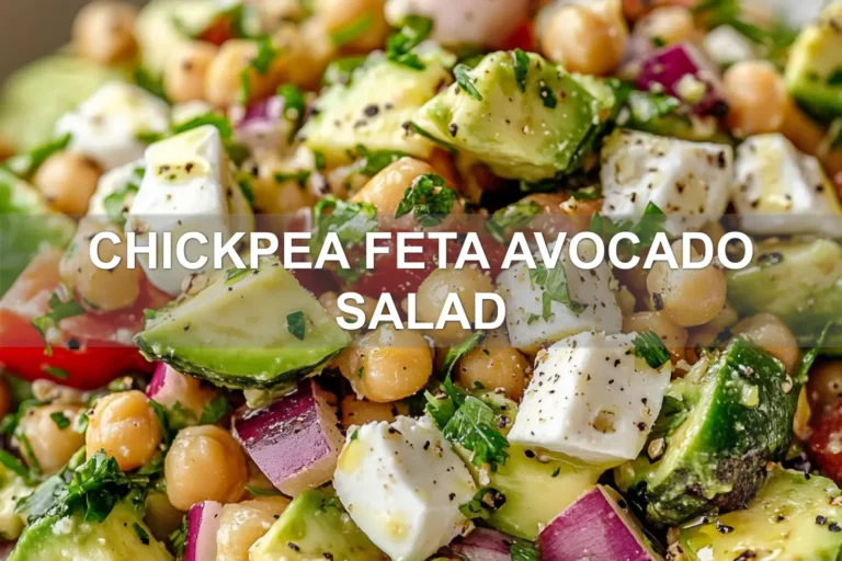 CHICKPEA FETA AVOCADO SALAD centered hero view, clean and uncluttered