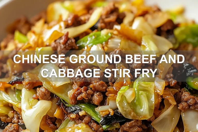 CHINESE GROUND BEEF AND CABBAGE STIR FRY centered hero view, clean and uncluttered