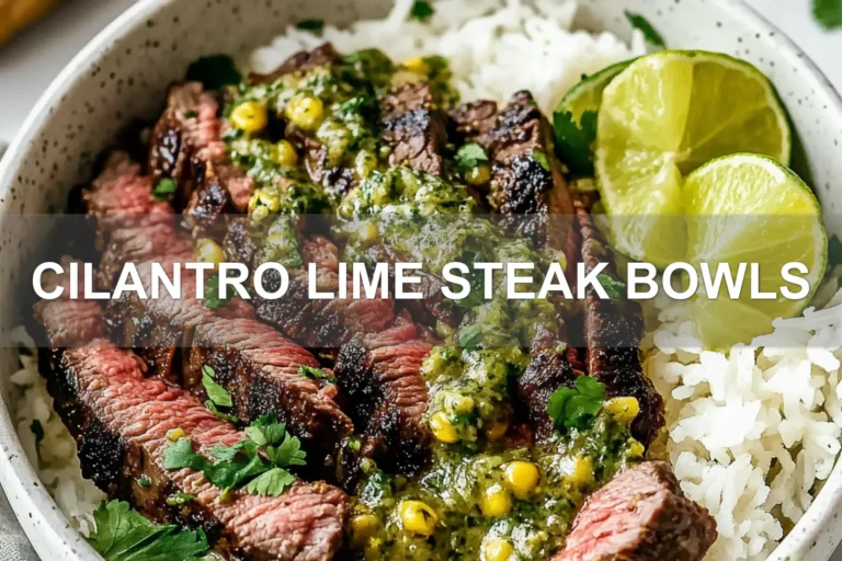 CILANTRO LIME STEAK BOWLS centered hero view, clean and uncluttered