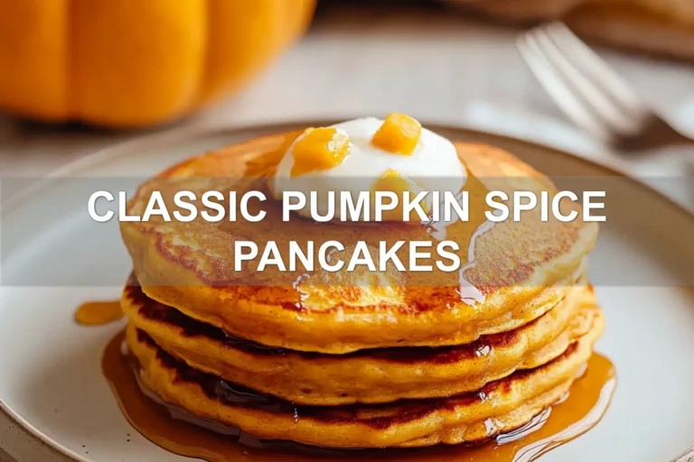 CLASSIC PUMPKIN SPICE PANCAKES centered hero view, clean and uncluttered