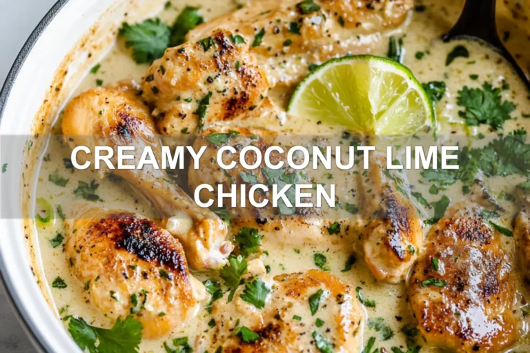 CREAMY COCONUT LIME CHICKEN centered hero view, clean and uncluttered