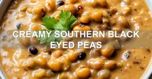 CREAMY SOUTHERN BLACK EYED PEAS centered hero view, clean and uncluttered