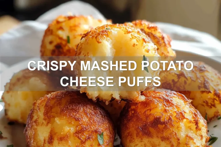 CRISPY MASHED POTATO CHEESE PUFFS centered hero view, clean and uncluttered