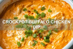 CROCKPOT BUFFALO CHICKEN DIP centered hero view, clean and uncluttered