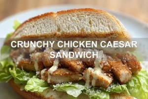 CRUNCHY CHICKEN CAESAR SANDWICH centered hero view, clean and uncluttered