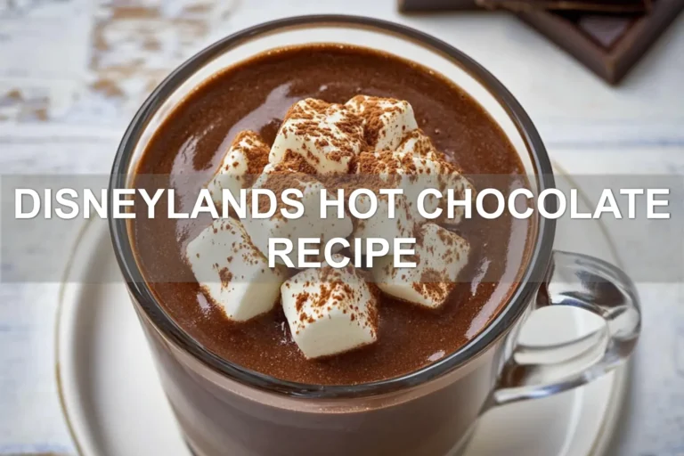 DISNEYLANDS HOT CHOCOLATE RECIPE centered hero view, clean and uncluttered