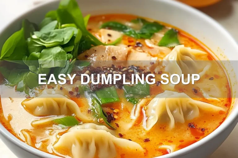 EASY DUMPLING SOUP centered hero view, clean and uncluttered