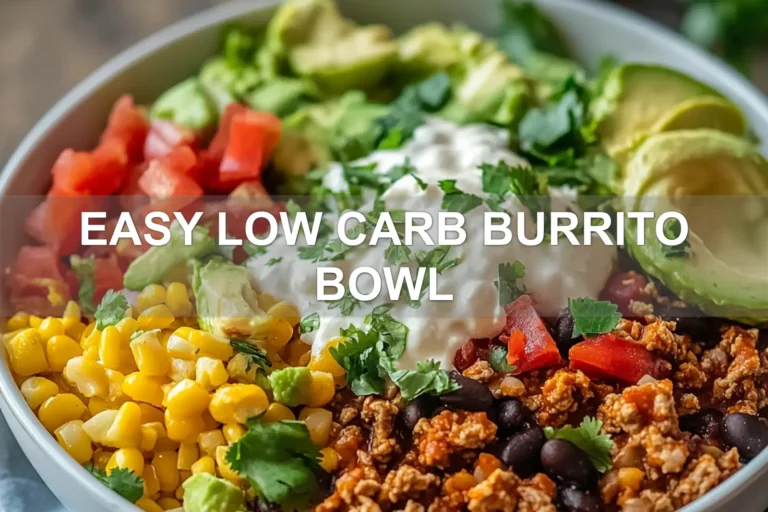 EASY LOW CARB BURRITO BOWL centered hero view, clean and uncluttered