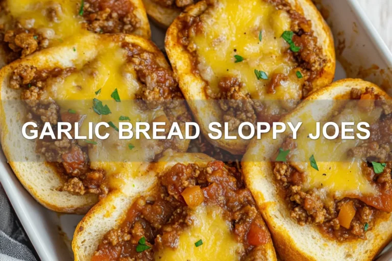 GARLIC BREAD SLOPPY JOES centered hero view, clean and uncluttered