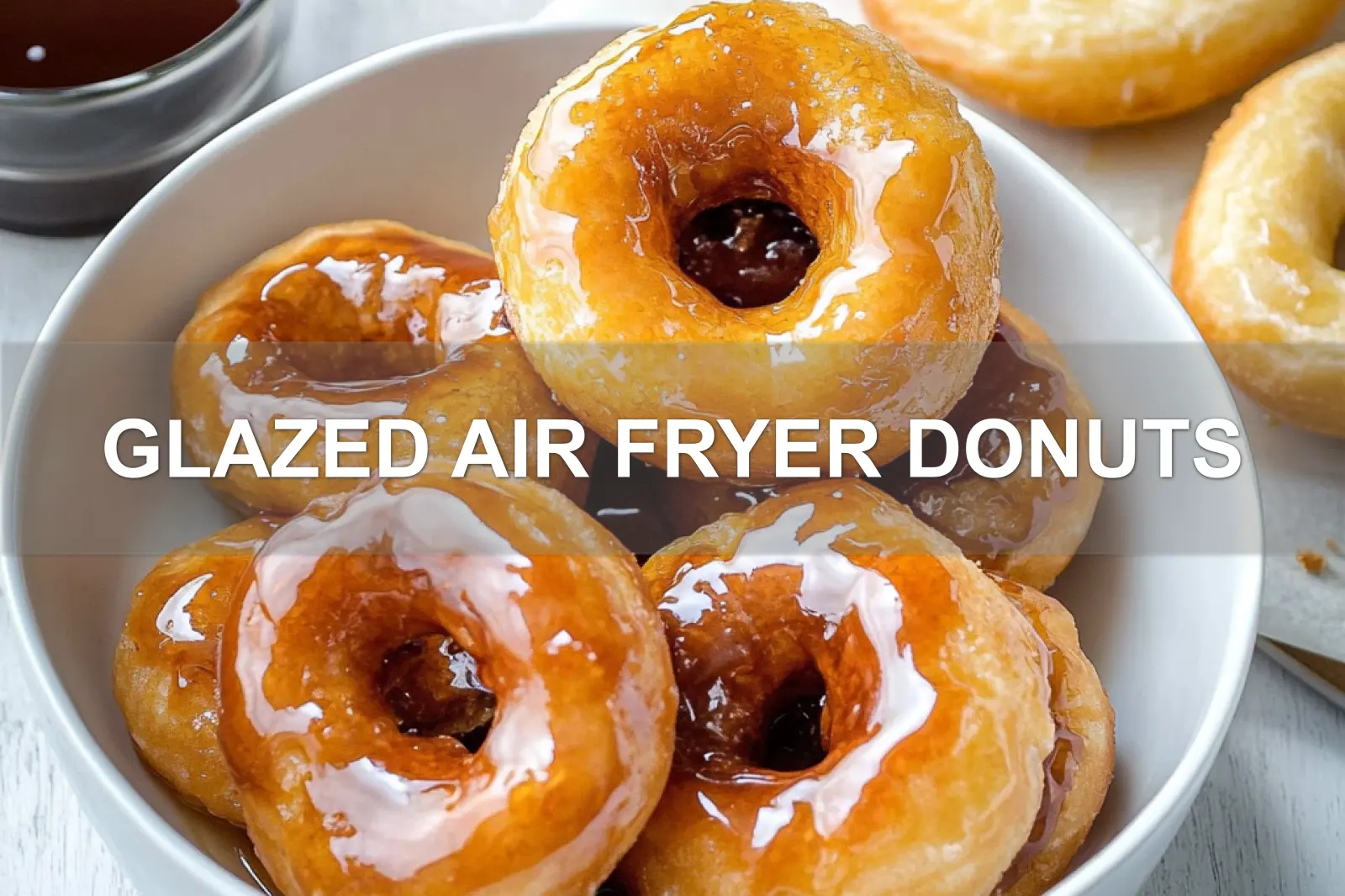 GLAZED AIR FRYER DONUTS centered hero view, clean and uncluttered