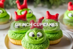 GRINCH CUPCAKES centered hero view, clean and uncluttered