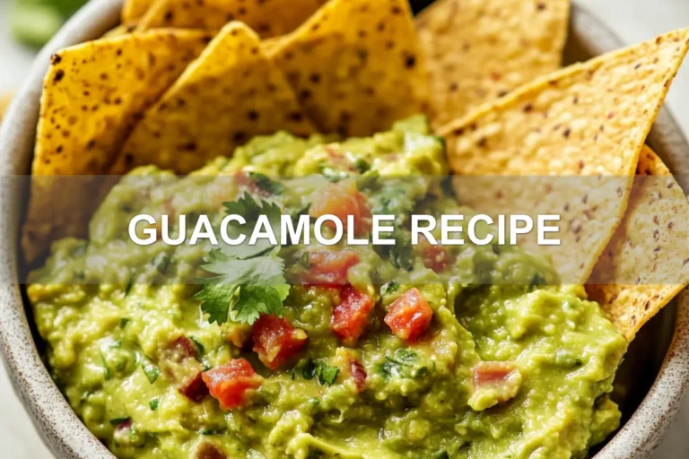 GUACAMOLE RECIPE centered hero view, clean and uncluttered