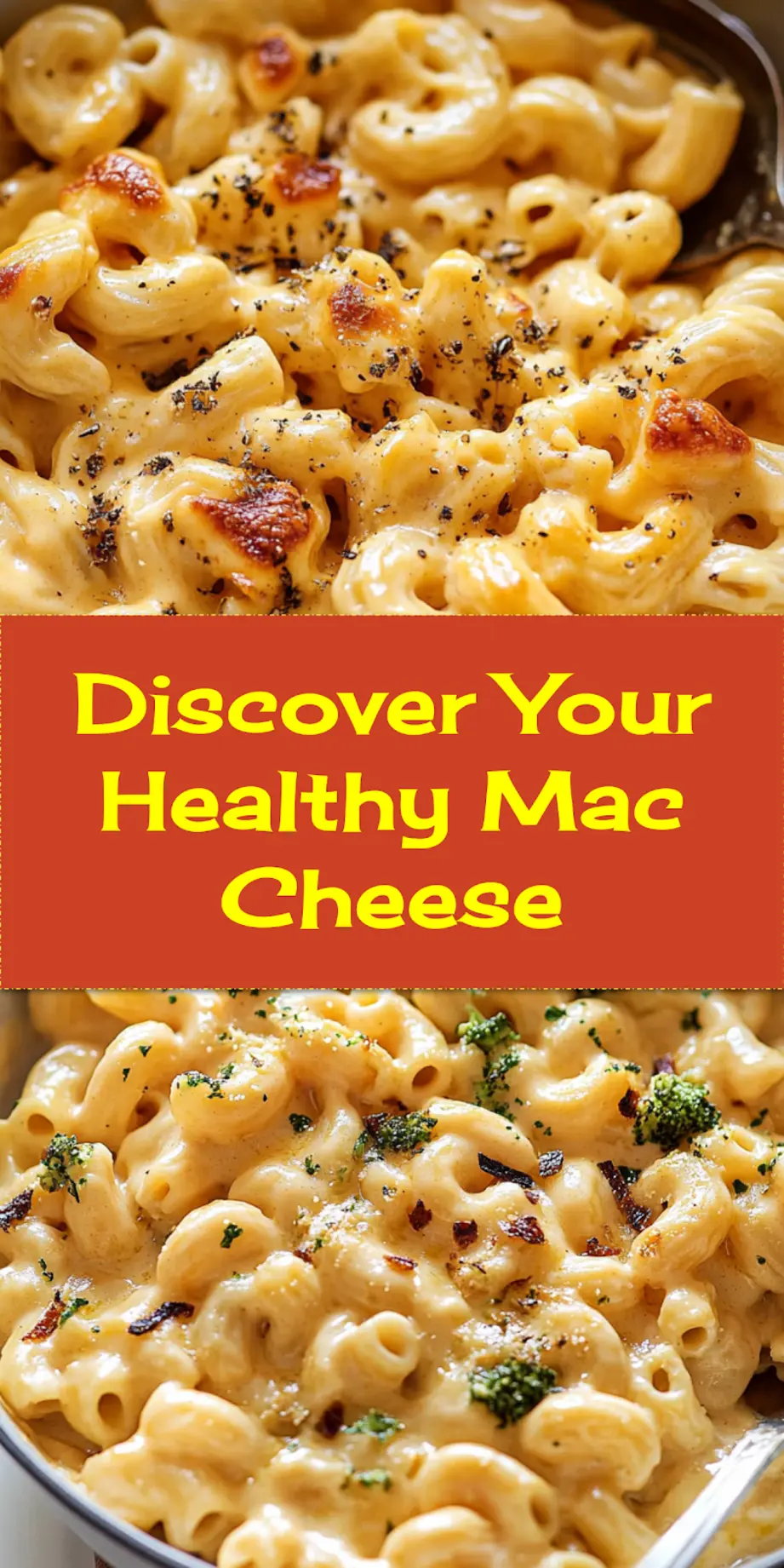 A beautifully plated bowl of creamy Healthy Mac and Cheese, garnished with fresh parsley and roasted broccoli florets, ready to be enjoyed.