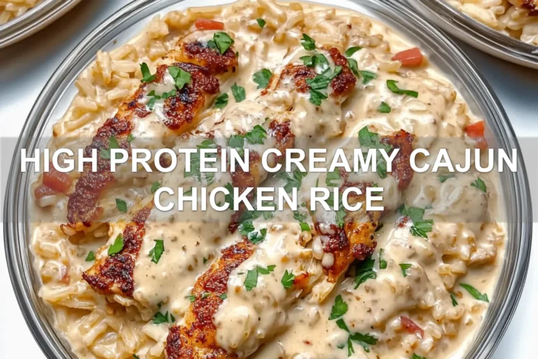 HIGH PROTEIN CREAMY CAJUN CHICKEN RICE centered hero view, clean and uncluttered