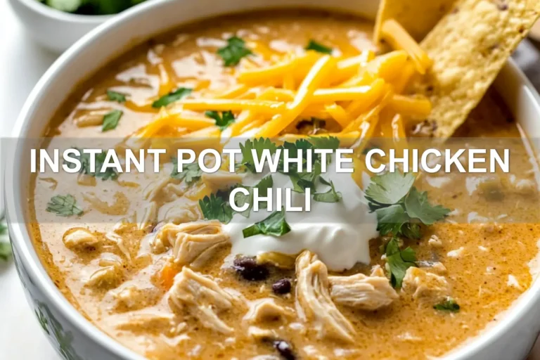 INSTANT POT WHITE CHICKEN CHILI centered hero view, clean and uncluttered