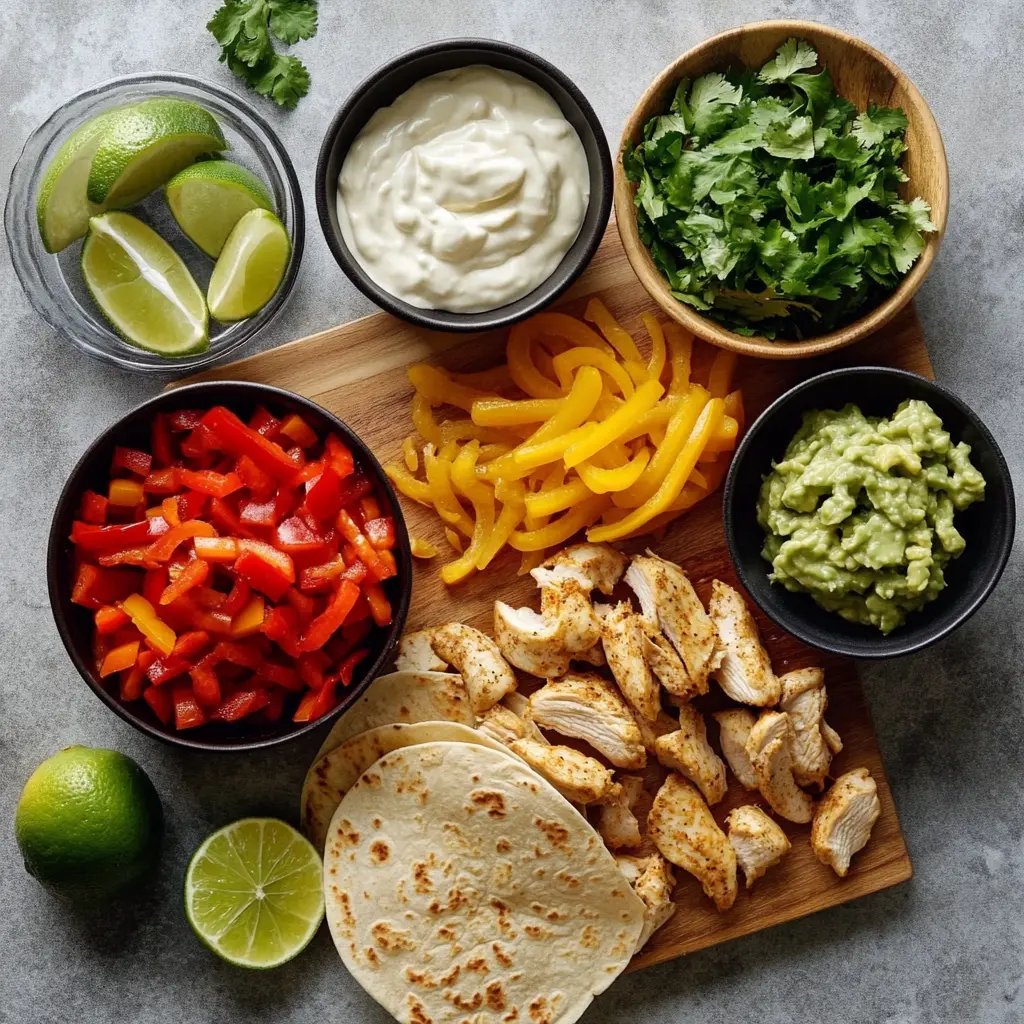 AIR FRYER CHICKEN FAJITAS centered hero view, clean and uncluttered