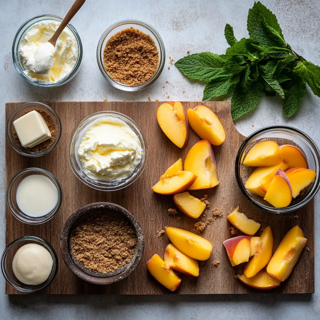 Ingredients for Air Fryer Peaches laid out neatly