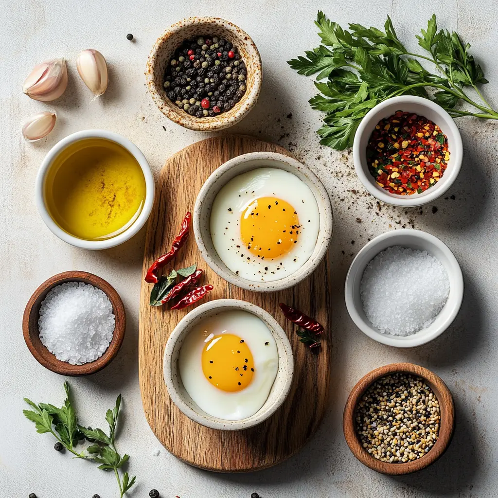 Close-up of a perfectly cooked air fryer poached egg in a white ceramic ramekin, steam gently rising, ready for breakfast.