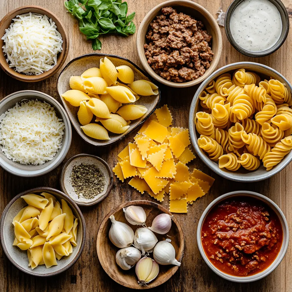 A comforting bowl of creamy beef pasta, rich with sauce and tender beef, garnished with fresh parsley. Perfect for a cozy family dinner.