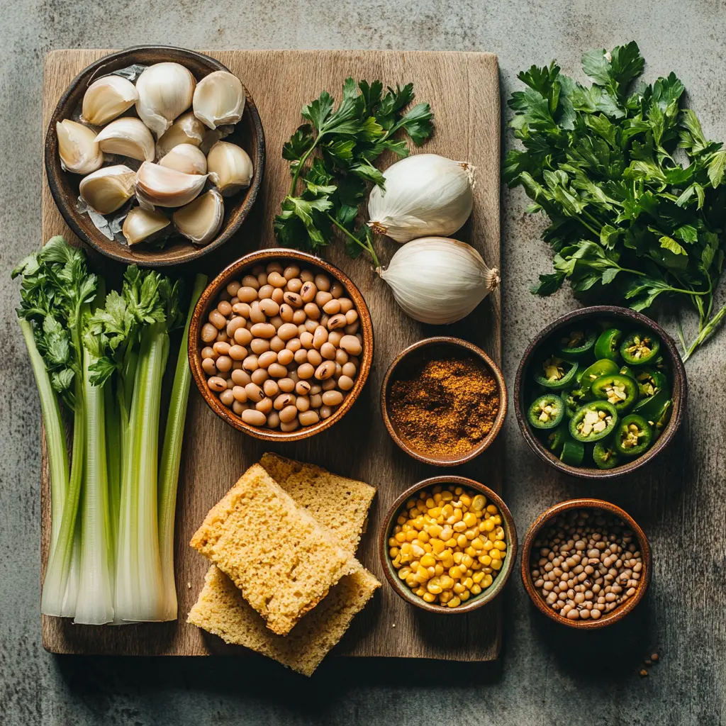 CREAMY SOUTHERN BLACK EYED PEAS centered hero view, clean and uncluttered