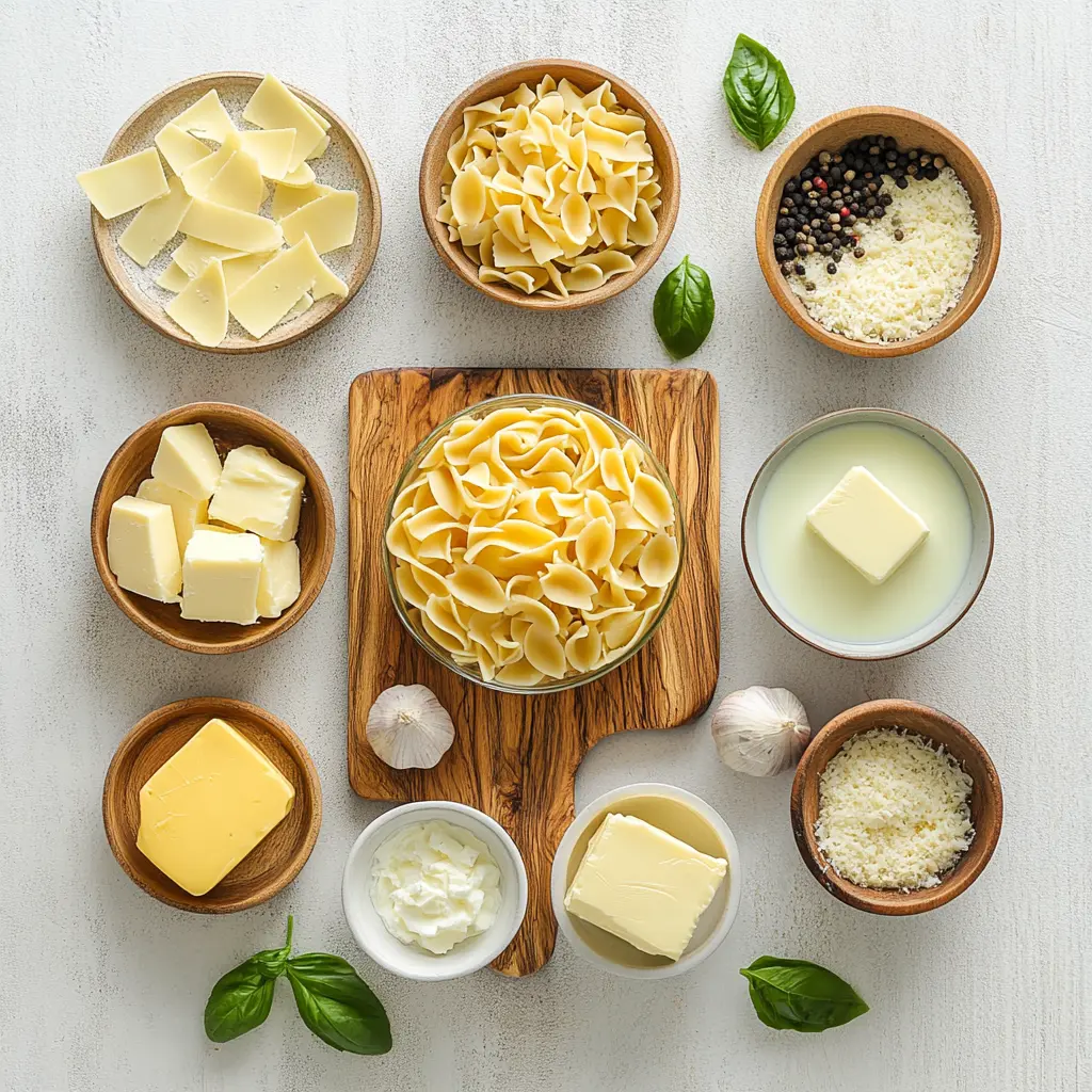 Delicious One Pot Creamy Garlic Pasta in a serving bowl, garnished with fresh herbs, perfect for a quick weeknight meal.