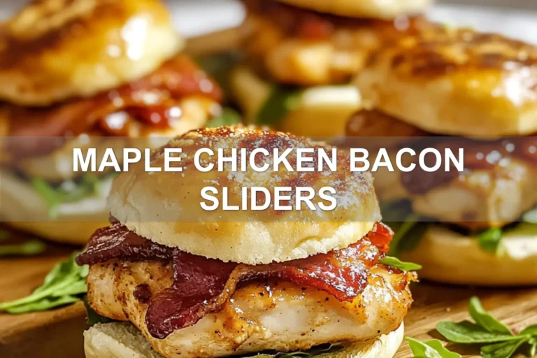 MAPLE CHICKEN BACON SLIDERS centered hero view, clean and uncluttered
