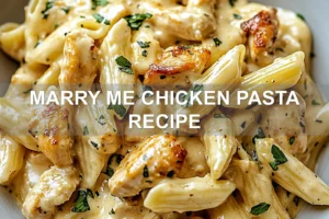 MARRY ME CHICKEN PASTA RECIPE centered hero view, clean and uncluttered