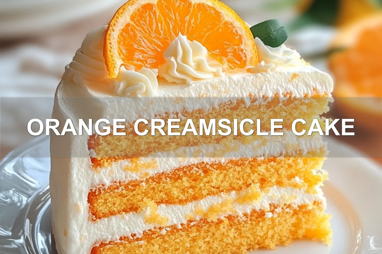 ORANGE CREAMSICLE CAKE centered hero view, clean and uncluttered