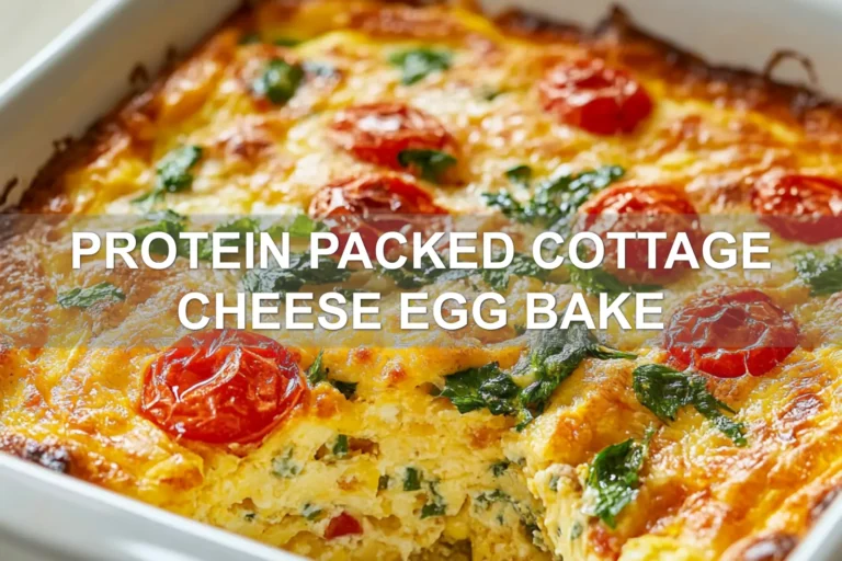 PROTEIN PACKED COTTAGE CHEESE EGG BAKE centered hero view, clean and uncluttered