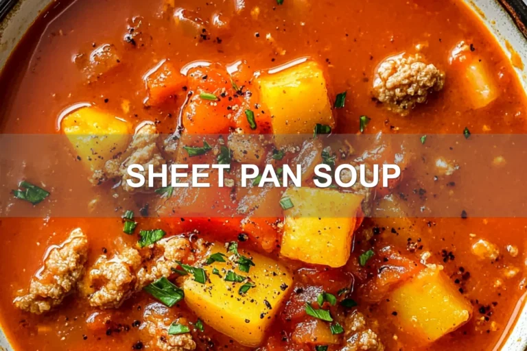 SHEET PAN SOUP centered hero view, clean and uncluttered
