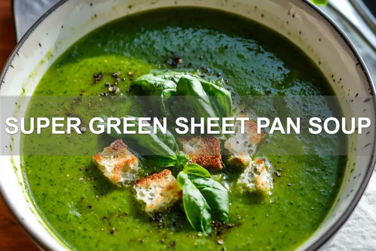 SUPER GREEN SHEET PAN SOUP centered hero view, clean and uncluttered