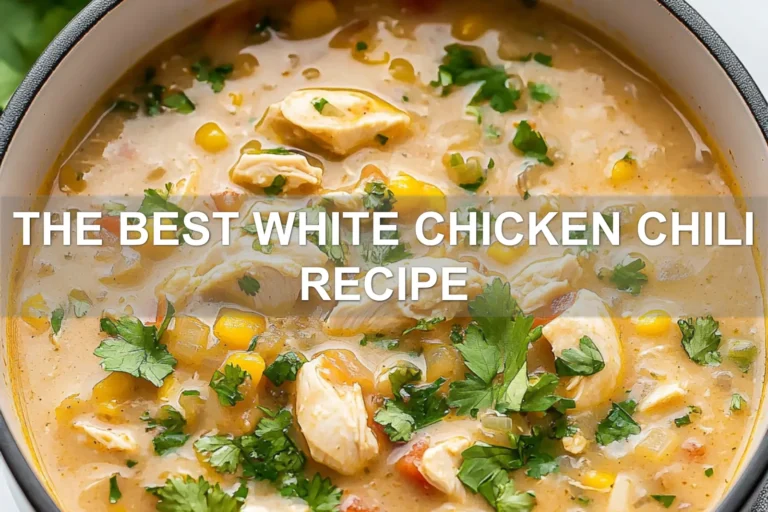 THE BEST WHITE CHICKEN CHILI RECIPE centered hero view, clean and uncluttered