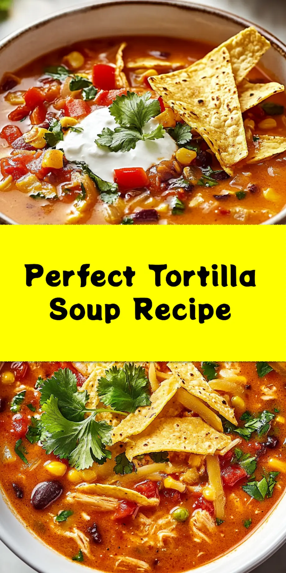 Bowl of tortilla soup with toppings like avocado, tortilla strips, and limeperfect cozy meal