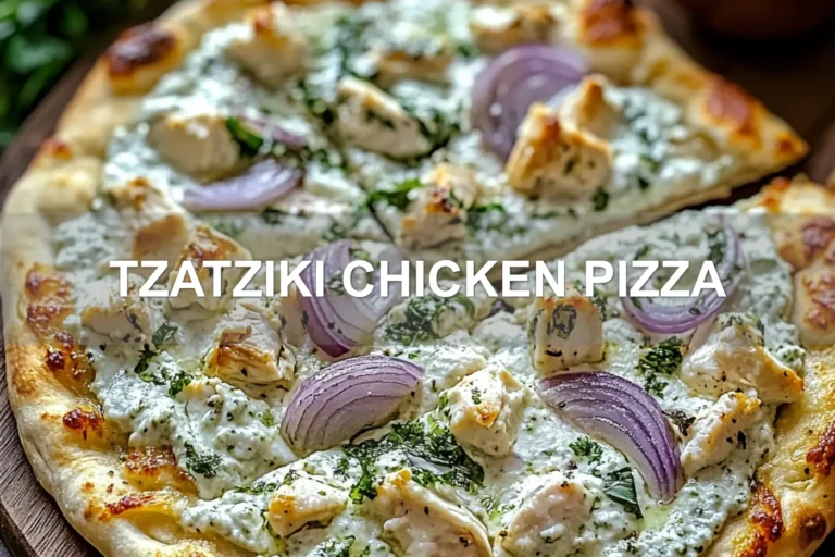 TZATZIKI CHICKEN PIZZA centered hero view, clean and uncluttered
