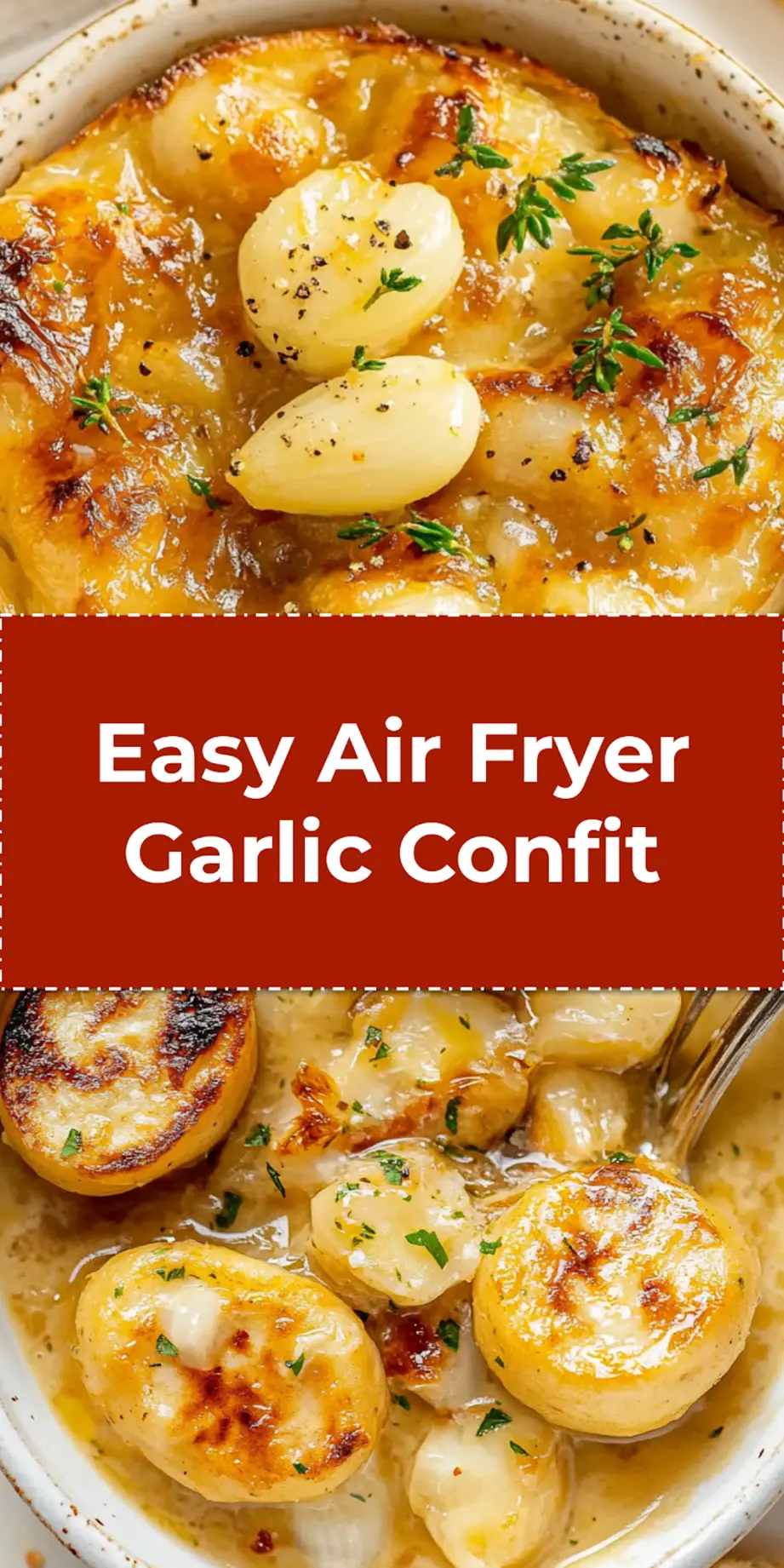 Ultimate Air Fryer Garlic Confit for Tantalizing Taste 4 AIR FRYER GARLIC CONFIT centered hero view, clean and uncluttered_pin