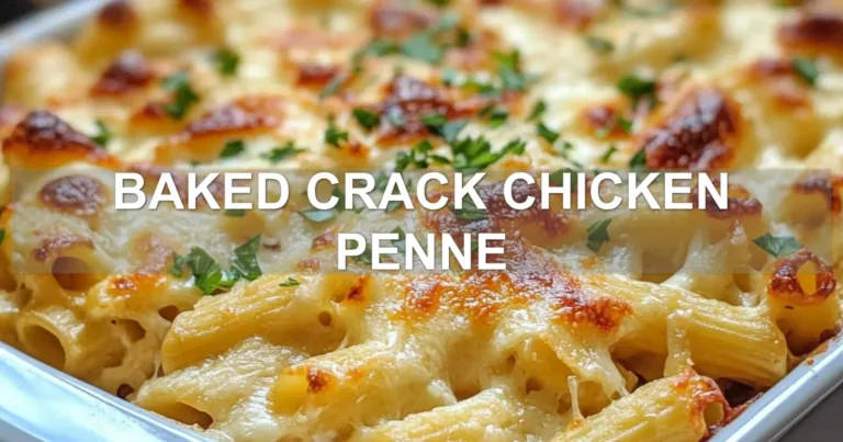 BAKED CRACK CHICKEN PENNE centered hero view, clean and uncluttered
