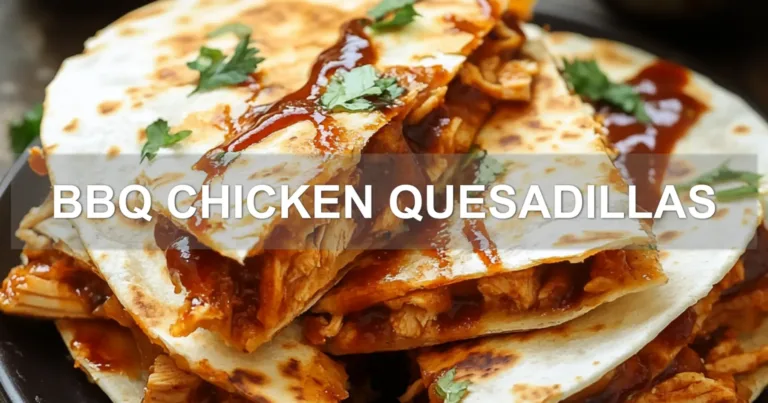 BBQ CHICKEN QUESADILLAS centered hero view, clean and uncluttered