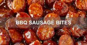 How to Make BBQ Sausage Bites The Easy Way BBQ SAUSAGE BITES centered hero view, clean and uncluttered