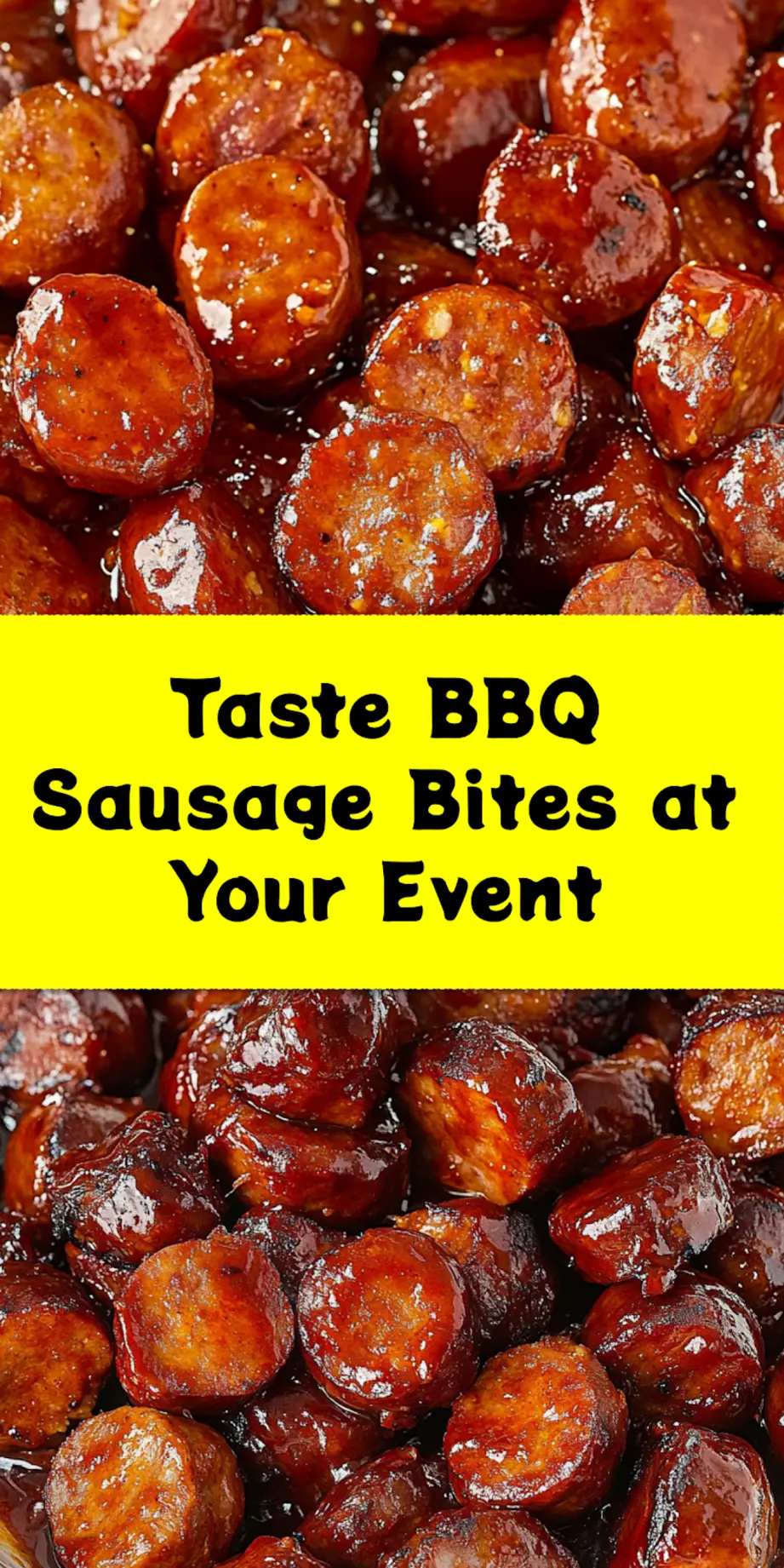 How to Make BBQ Sausage Bites The Easy Way 4 A close-up of glossy BBQ Sausage Bites in a serving dish, ready for a party.