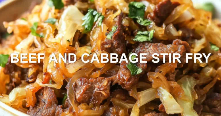 BEEF AND CABBAGE STIR FRY centered hero view, clean and uncluttered