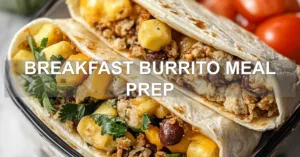 BREAKFAST BURRITO MEAL PREP centered hero view, clean and uncluttered