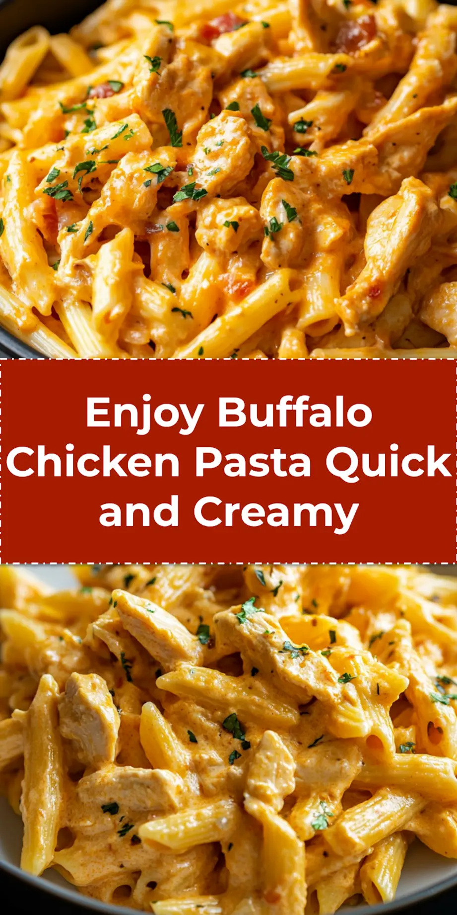 BUFFALO CHICKEN PASTA centered hero view, clean and uncluttered_pin