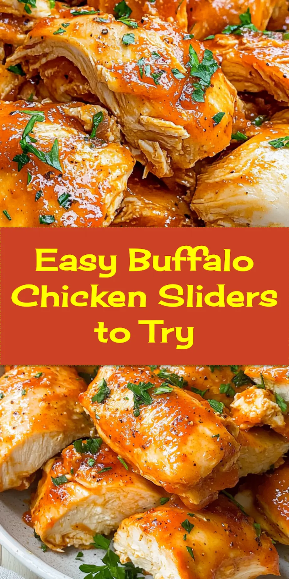 BUFFALO CHICKEN SLIDERS centered hero view, clean and uncluttered